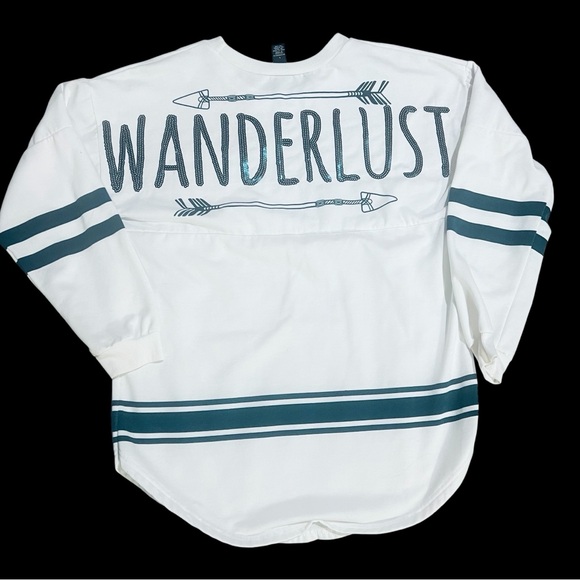 Wanderlust Rue 21 Top Size Large Long Sleeve White & Green - Picture 1 of 4